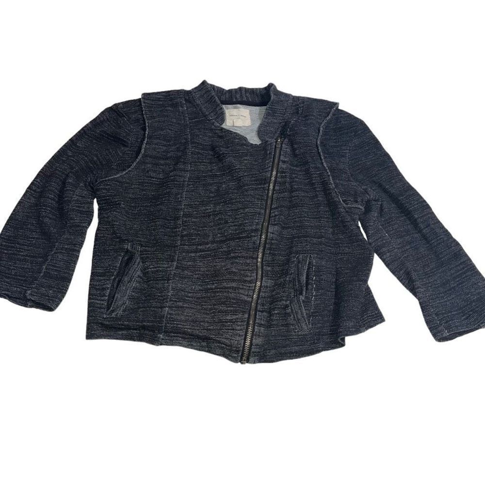 Silence + Noise Heathered Charcoal Grey Moto Style Bomber Jacket - Size Large